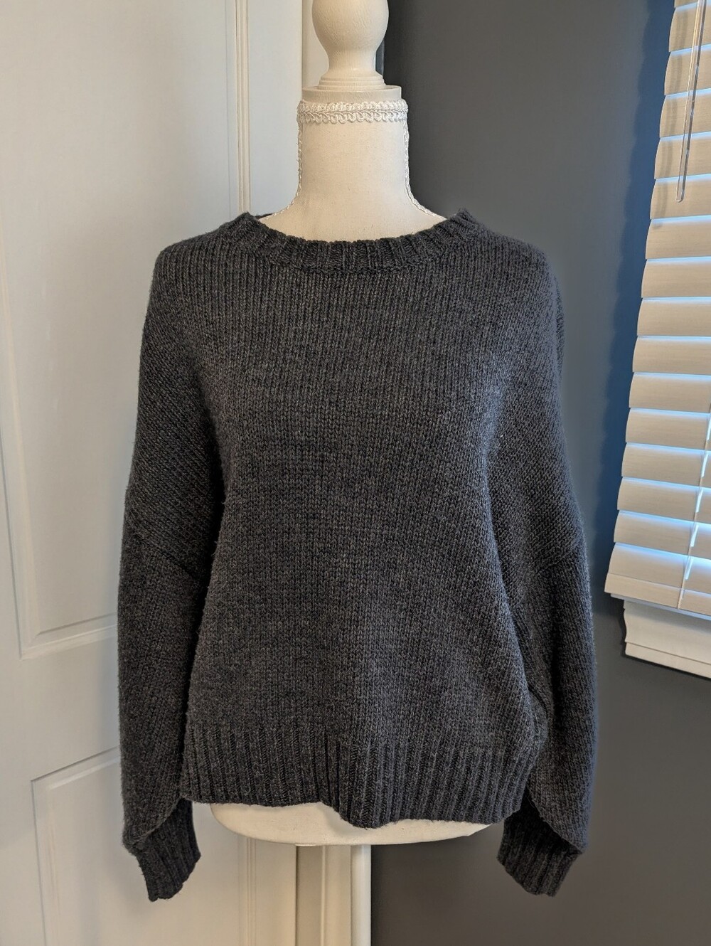 Modern Citizen Charcoal Gray Cable Knit Sweater